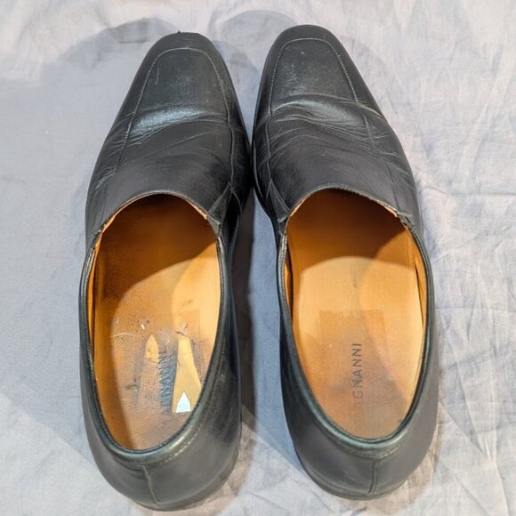 Magnanni Black Leather Slip On Loafers Men Size 12 - Picture 3 of 10
